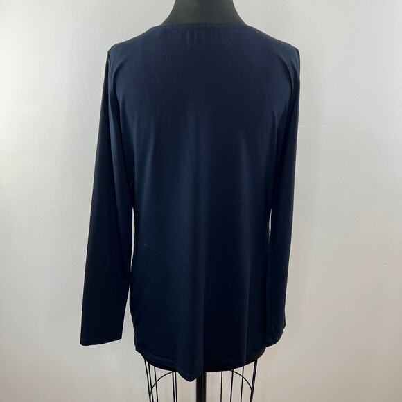OPUS Basic Long Sleeve Smilia Shirt Navy Blue Jersey Round Neck Slim-Fit 44 M - Picture 5 of 8